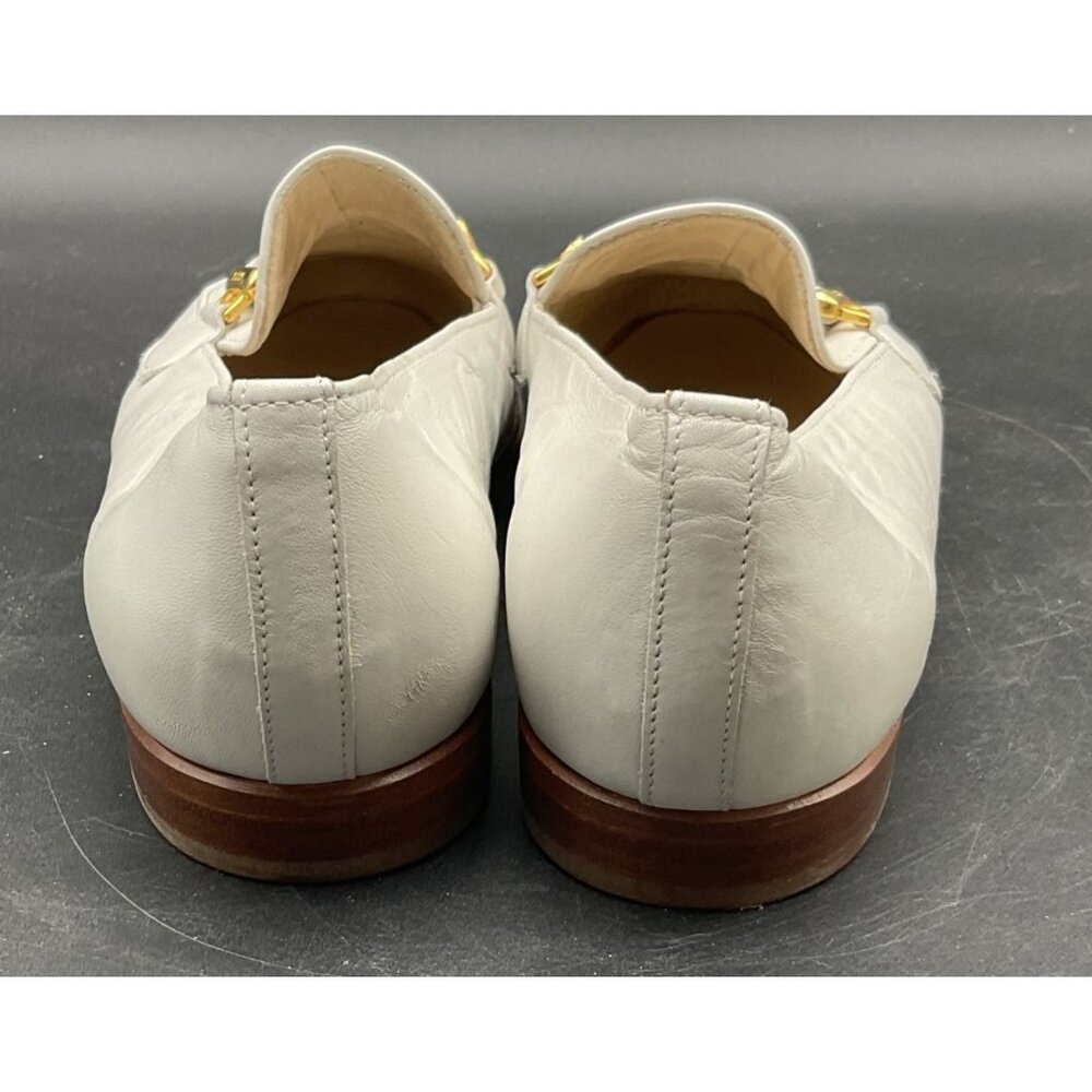 Bally Womens White Leather Loafers With Gold Buckle Detail Size 7 E Switzerland - Picture 5 of 8